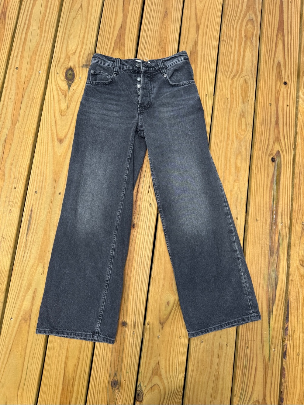 We The Free Wide Leg Black Jean-Button Fly